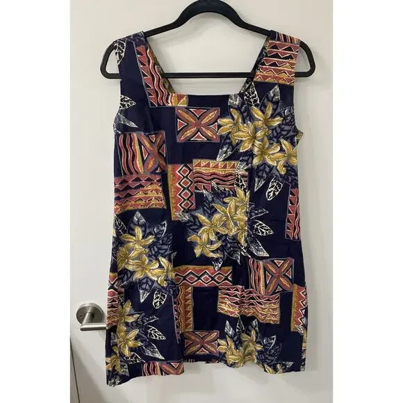 Phil Edwards Reyn Spooner Hawaiian Print Dress Floral Sleeveless SIZE M cotton